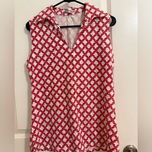 NWOT Stylish Sleeveless Blouse with Red and White Pattern